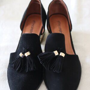 Jeffery Campbell Civil MP Black Suede Gold Pearl Size 9.5